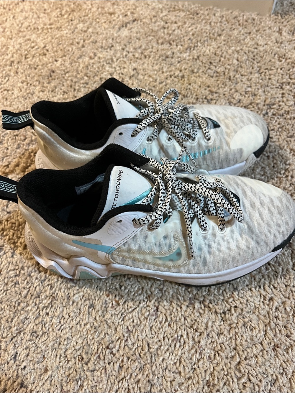 Nike Giannis Lagos 5 Basketball Trainers Light Blue Accents and Black Lining